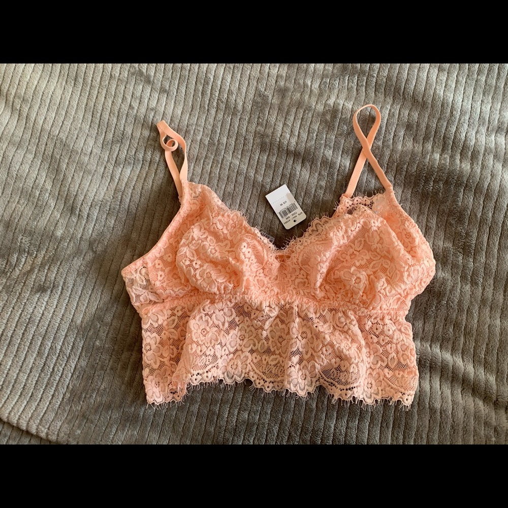 Aerie romantic lace longline bralette, peach NWT